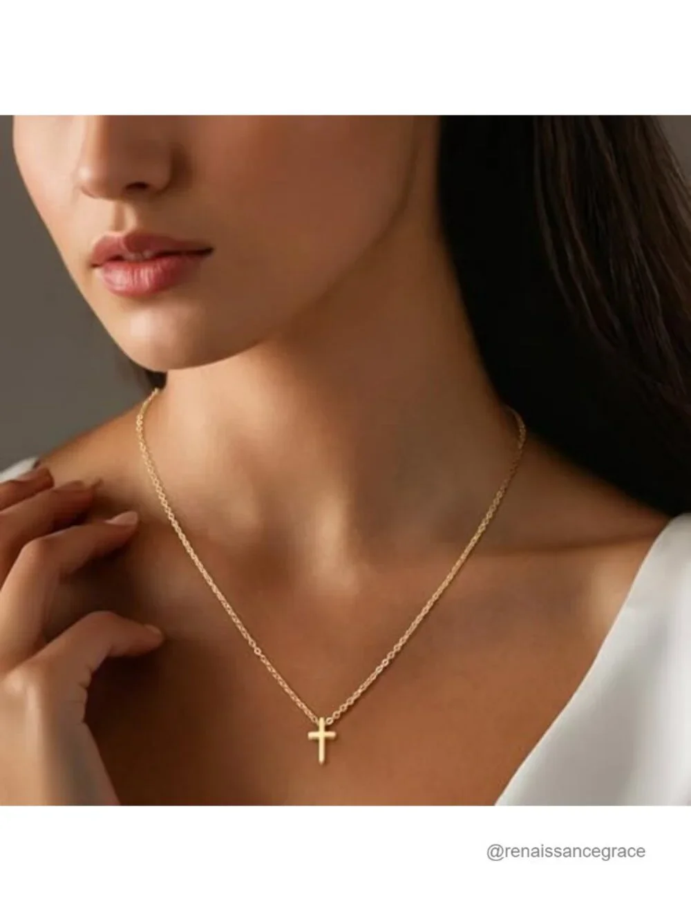 18K Gold Plated Layered Initial Cross Necklace for Women Teens
